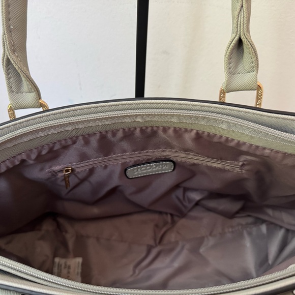 Gray Satchel with Gold Accents and Structured Design - Picture 9 of 11